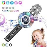 weird tails Wireless Karaoke Microphone, Handheld Bluetooth Microphone with Speaker and Light Echo Mic Portable Karaoke Player for Kid Adult Girl Home Party Singing Birthday Gift (Black)