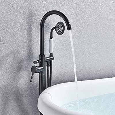 Senlesen Oil Rubbed Bronze Floor Mount Bathroom Freestanding Tub