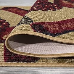 Machine Washable Wine Design Non-Slip Rubberback