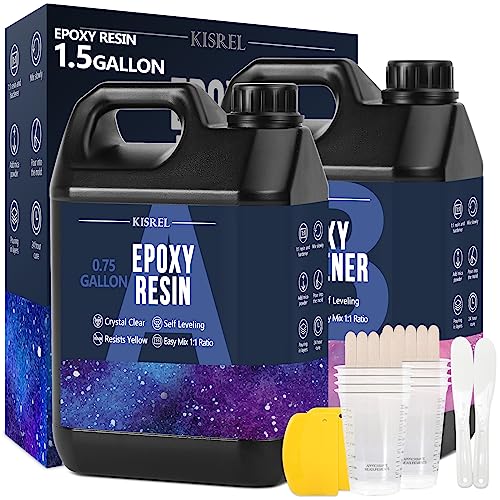 KISREL Epoxy Resin 1.5Gallon Crystal Clear Epoxy Resin Kit No