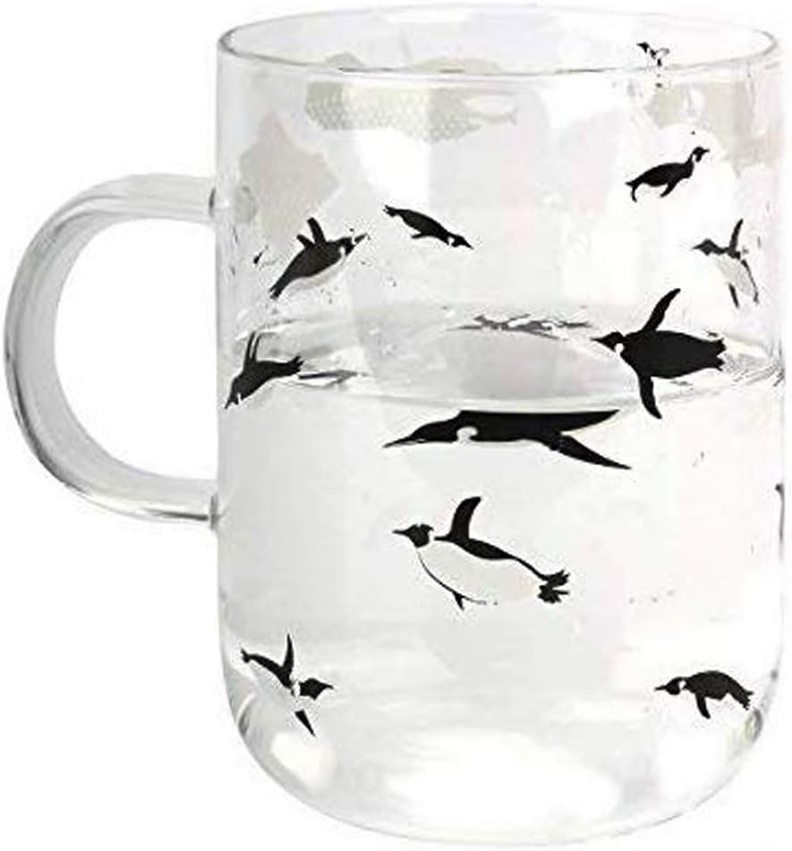 Amazon Com Fecihor Penguin Glass Cup With Handle Drink Juice Beer Tea Coffee Mug Tea Cup Kitchen Home Transparent Cute Creative 500ml 17 5oz Set Of 1 Kitchen Dining