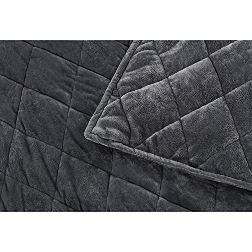 RelaxBlanket Premium Weighted Heavy Blanket Deluxe Set | 60''x80'', 30lb | W/Luxurious Removable Minky Quilted Cover | Dark Grey-Diamond