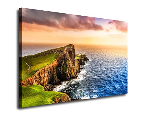 arteWOODS Canvas Wall Art Sunset Cliff Sea Canvas Prints 24" x 36"
Sunset Ocean Art Giclee Artwork Contemporary Painting Light Tower
Seascape Picture Poster for Bedroom Living Room Home Decoration