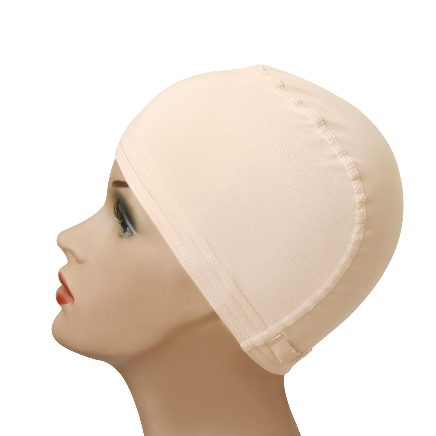 1pc Bamboo Fiber Wig Caps to Hold Wig in Place Wig Cap for Women Wig Making with Adjustable Strap (Beige)