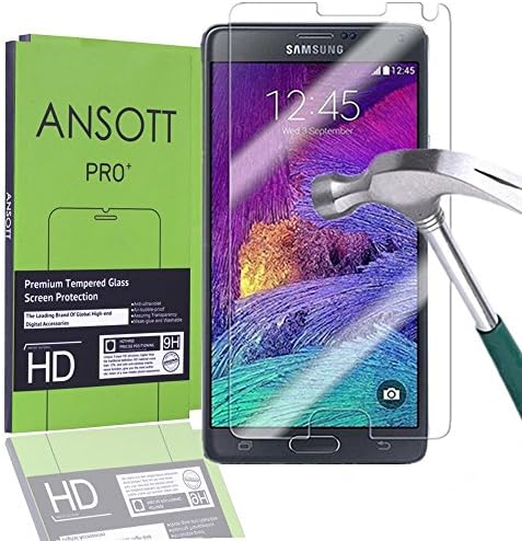 (2 Pack) Note 4 Screen Protector Glass, ANSOTT Premium Tempered Glass 0.26mm Anti-scratch,Bubble Free,Explosion-proof ,Pressure-resistant 9h Hardness Screen Protector for Samsung Galaxy Note 4