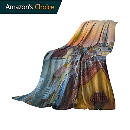 Sunset Personalized Baby Blanket View Over The Rooftops Of The Old