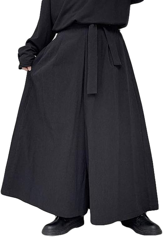 Amazon Mlboss ワイドパンツ メンズ ゆったり サルエルパンツ 無地 ガウチョパンツ 袴パンツ リラックス カジュアル ロングパンツ ヒップポップ ストリート系 ズボン 黒 ロングパンツ 通販
