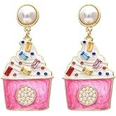 Ice Cream Earrings for Women, Cute Food Ice Cream Earrings for Womens, Beaded Pearls Ice Cream Dangle Earrings Hypoallergenic, Pearl Ice Cream Drop Earrings, Sterling Silver, No Gemstone