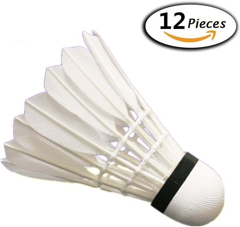 AKEDS 12-Pack Advanced Goose Feather Shuttlecocks, Hight Speed Badminton Balls Training Sport Feather Shuttlecocks Badminton Ball Game