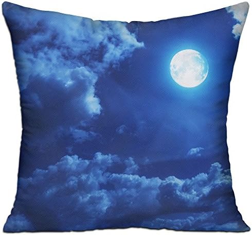Sexy Lovely Handsome Multi-sized Moon Sky Clouds Blue Night Cushion Cover Polyester Cover Pillow Case Pattern Zipper Pillowslip For Hotel Decorative
