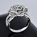Mytys Retro Vintage 18k White Gold Plated Black Marcasite Flower Crystal Ring