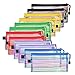 Bememo 12 Pieces 6 Colors Zipper Mesh Pouch Multipurpose Travel Bag for Cosmetics Offices Supplies Travel Accessories