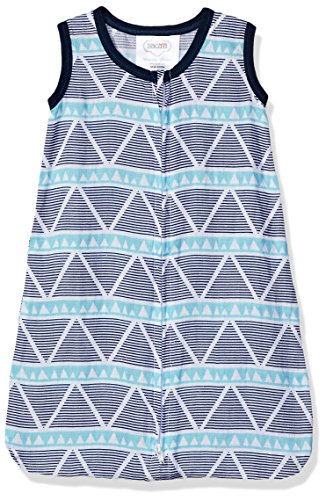 Bacati Liam Triangles 100% Cotton Breathable Muslin Sleeping Bag, Aqua/Navy, Newborn