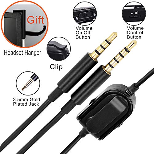 A10 A40 Replacement Cable Inline Mute Volume Control with Microphone for Astro A10 A30 A40 A50 Headsets Cord Lead Compatible with Xbox One Play Station 4 PS4 Headphone Audio Extension Cable 6.5 Feet