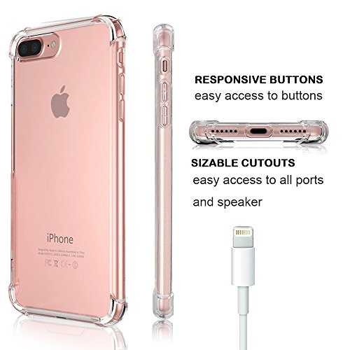 CaseHQ iPhone 7 Plus Case, iPhone 8 Plus Case,Crystal Clear Shock Absorption Bumper Slim Fit,Heavy Duty Protection TPU Cover Case for Apple iPhone 7 Plus (2016)/iPhone 8 Plus (2017) -Clear+Rosegold - Thumbnail 5
