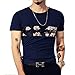 LOGEEYAR Mens Short Sleeve Tshirts Slim fit Fashion Cotton Crewneck Tee Novelty Graphic Printed Shirt A-Blue