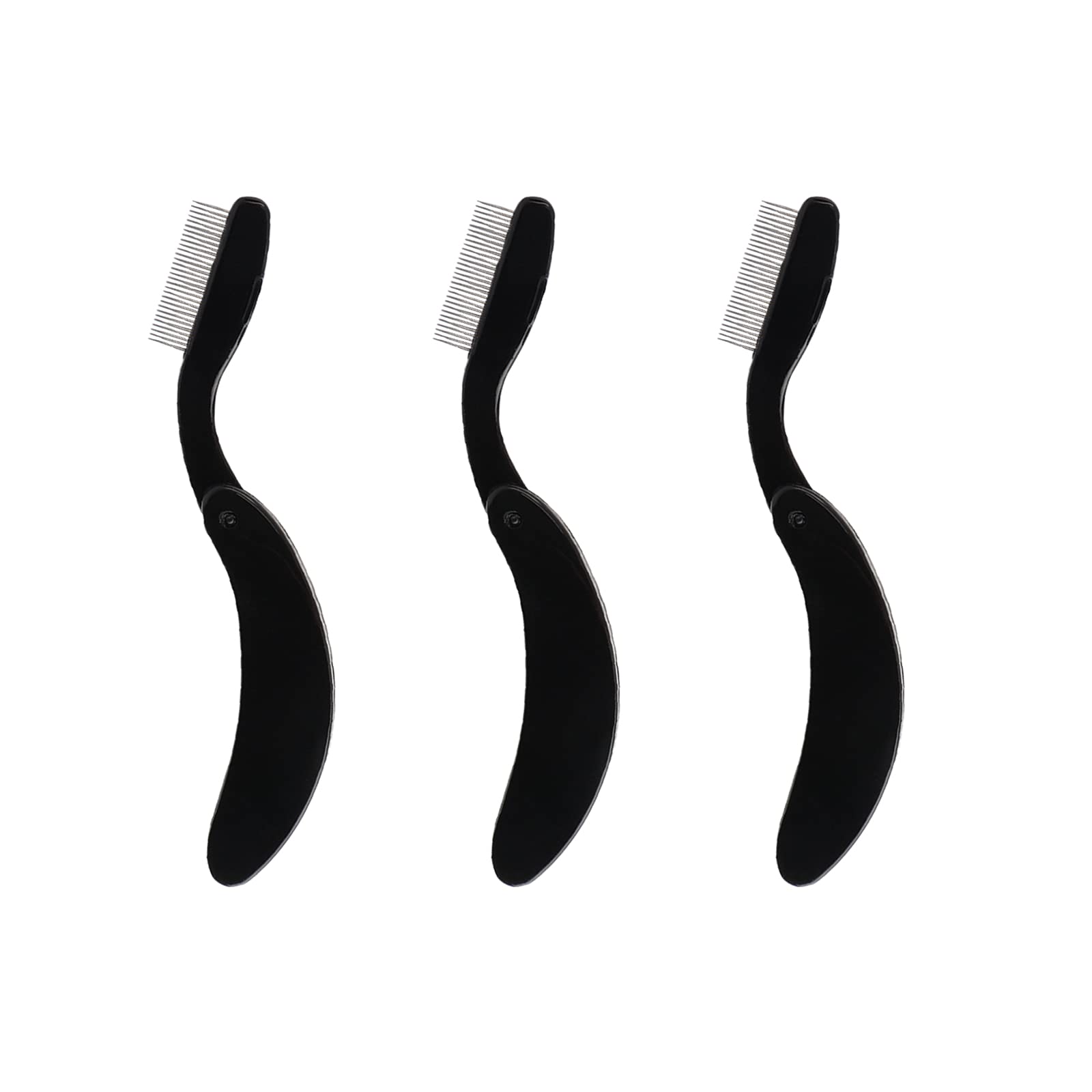 3 Pcs Folding Eyelash Comb, Stainless Steel Teeth Eyebrow Comb Lash Makeup Brush Beauty Tools for Define Lash and Brow