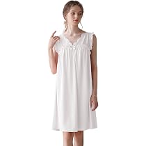 Nanxson Women's Cotton Nightgown - Sleeveless V-Neck Sleep Dress With Lace, Plus Size Loungewear (Large, Blue) - View #3