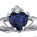 Metal Masters Sterling Silver 925 Irish Claddagh Friendship & Love Simulated Sapphire Blue Heart CZ Cubic Zirconia Ring 7