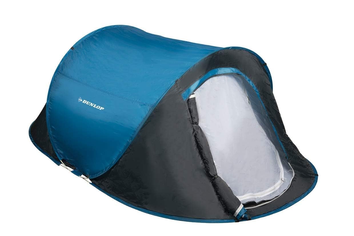 Outdoor blue and grey double camping tent, 220 cm x 120 cm x 90 cm