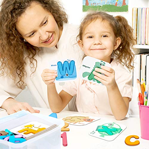Alphabets Numbers Toddler Flash Cards Set, ABC Wooden Letters and