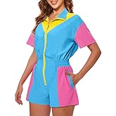 UOUA 80s Outfit Women 90s Jumpsuit Costume One-Piece Workout Track Suit Party Retro Clothing