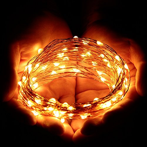 Albrillo Starry String Lights Warm White 100 LEDs 33ft with Power Supply, UL Listed