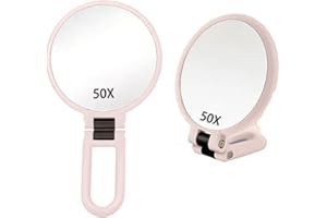 40X & 50X Magnifying Mirror - 3-in-1 Handheld, Wall or Tabletop Vanity Mirror with 360° Handle for Precision Makeup, Skincare