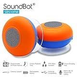 SoundBot SB510FM FM RADIO Water Resistant Bluetooth Wireless 5W Shower Speaker HandsFree Portable Speakerphone w/ Auto-Scan Tuner, 6Hrs Music Streaming, Built-in Mic, Detachable Suction Cup, Lanyard
