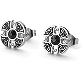 Dreamtimes Viking Celtic Knot Cross Earrings for Women Men Stainless Steel Viking Stud Earring Cross Stud Earrings Irish Jewelry Gifts