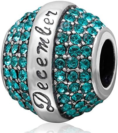 925 Sterling Silver Birthstone Charms Suit Pandora Bracelet Happy Birthday 12 Colors Jan- Dec Elegant Fit for European Most Bracelets