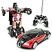 Red Inferno RC Toy Transforming Robot Remote Control (27 MHz) Sports Car with One Button Transformation, Realistic Engine Sounds and 360 Speed Drifting 1:14 Scale (Red)
