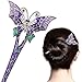 LiveZone Fashion Hair Decor Chinese Traditional Style Women Girls Hair Stick Hairpin Hair Making Accessory with Butterfly,Purple