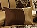 BEDnLINENS 7 Piece Comforter Set Queen- Chocolate and Gold Faux Silk Fabric Embroideried- Claremont Bed in A Bag Queen Size- Smooth and Good Gloss-1 Comforter,2 Shams,3 Decorative Pillows,1 Bedskirt