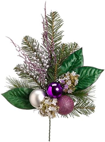 By Allstate 19" Artificial Hydrangea and Berry with Purple and Silver Balls Christmas Spray