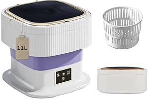 LMAZG Portable washing machine,Mini Washer,11L upgraded large capacity High Power foldable Washer,Hanging drain pipes are more convenient,Deep cleaning of underwear and other small clothes. (Purple)