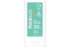 Thinksport Kids SPF 30 Mineral Sunscreen Stick, 0.64 Oz, Safe, Natural, Water Resistant Reef Safe Sunscreen for Children, Broad Spectrum UVA/UVB Sun Screen, Travel Stick for Sun Protection