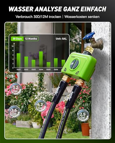 RAINPOINT Irrigation Computer WLAN 2 Outputs Without Antenna Gateway, Must Be Used with HWG023/HWG040 Gateway (2.4GHz WiFi), Brass Inlet and Outlet, IP65 Watering Timer for Garden