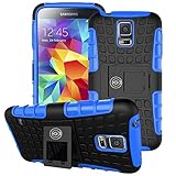 Cable and Case Eternity Series Dual Layer Hybrid Rubber Armor Case for Galaxy S5 - Blue