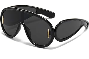 AWGSEE Trendy Wave Mask Sunglasses for Women Men Oversized Shield Sun Glasses Fashion Designer Style