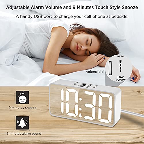 DreamSky Digital Alarm Clock with USB Charger for Bedroom Electric