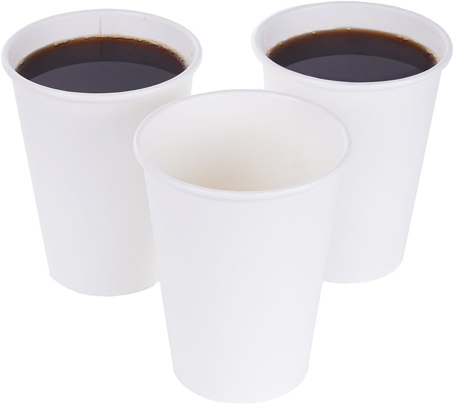 TashiBox White Hot Drink 120 Count - 12 Oz Disposable Paper Coffee Cups: Kitchen & Dining