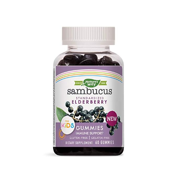 Nature’s Way Sambucus Elderberry Gummies for Kids, Immune Support Gummies*, with Vitamin C and Zinc, Delicious Berry…