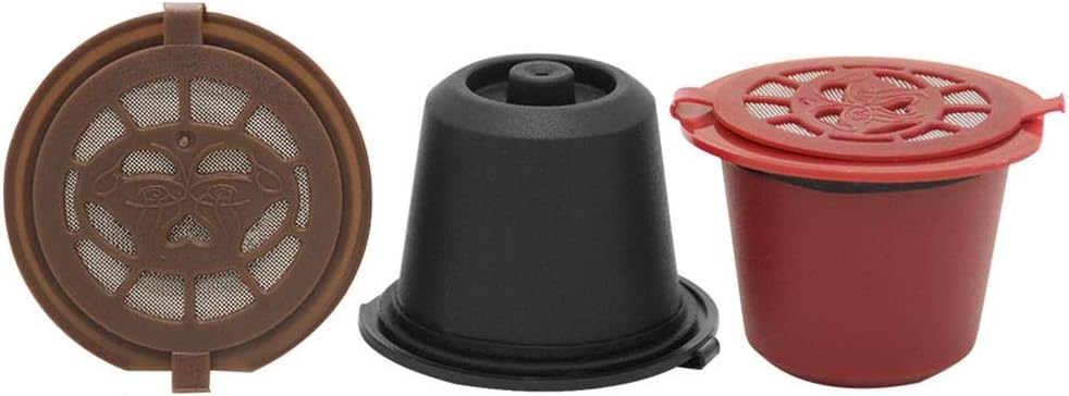 Wiixiong 3pcs Reusable Coffee Capsule Filters, Coffee Machine Refillable Capsule Filters with Brush Spoon (Compatible with lots of coffee machine models)(Multi)