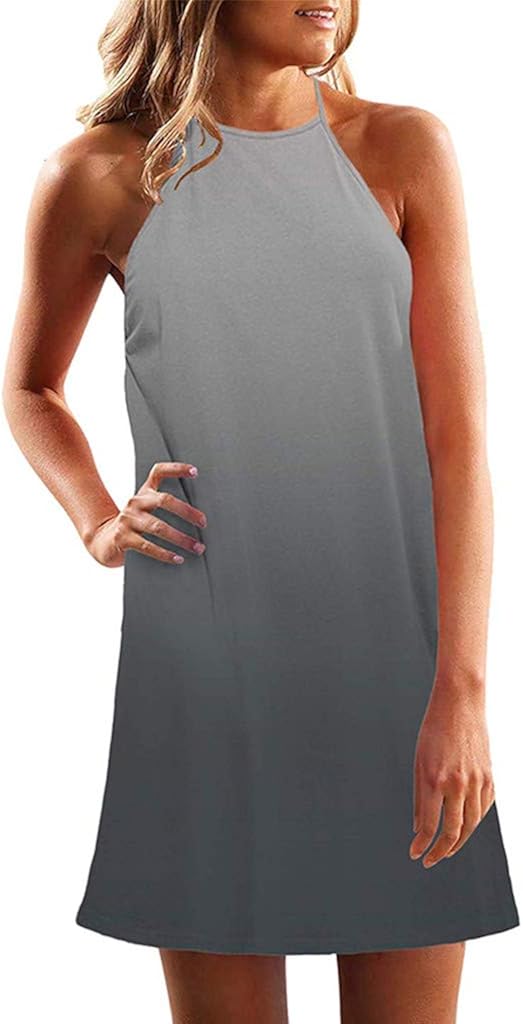 LUDAY Women's Summer Basic Short Sleeve Swing Plus Size Sundresses Casual Mini Tank Dress Beach Dress T-Shirt Dress