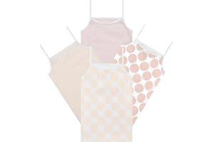 Buyless Fashion Girls Tagless Cami Scoop Neck Undershirts Cotton Tank with Trim and Strap (4 Pack)