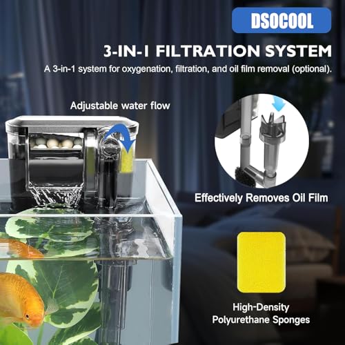 2.5 Gallon Nano Nature Aquarium Kit, Ultra-Clear Rimless Desktop Fish Tank with Light, Filter and Self Cleaning System, Perfect for Small Fish, Shrimp, or Betta (Ultra-Clear Rimless Fish Tank Kit)