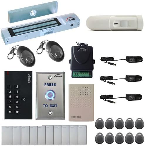 Visionis FPC-5336 One Door Access Control Outswinging Door 300lbs Maglock with VIS-3002 Indoor use only Keypad/Reader Standalone no software em card compatible 500 users Wireless Receiver with PIR Kit