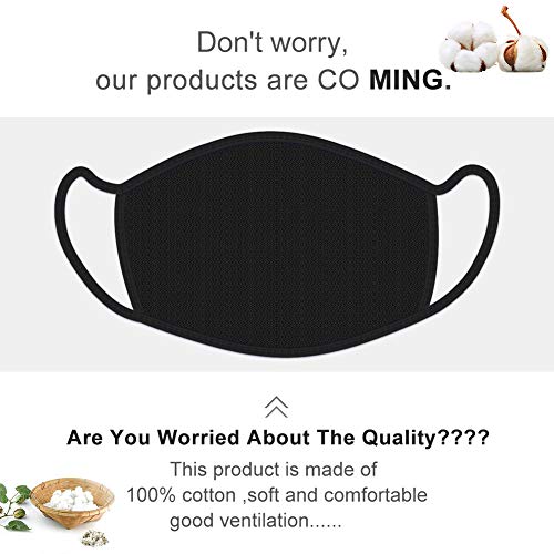 6 Pack Reusable Cotton Fabric, Fashion Protective, 100% Cotton Unisex Black Dust Cotton, Washable