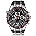 Readeel Military Men Sports Watch Silicone Watch LED Light Dual-display Mens Watches, Red Golden Case